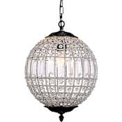 Elegant Lighting Olivia 12" Wide Crystal Pendant with Clear Royal Cut Crystals Dark Bronze