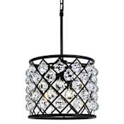 Elegant Lighting Madison 4 Light 14" Wide Crystal Pendant with Clear Royal Cut Crystals Matte Black