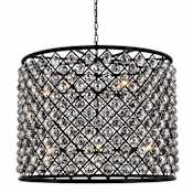Elegant Lighting Madison 12 Light 36" Wide Crystal Drum Chandelier with Silver Shade Royal Cut Crystals Matte Black