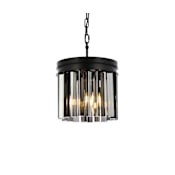 Elegant Lighting Sydney 3 Light 12" Wide Crystal Pendant with Silver Shade Royal Cut Crystals Matte Black