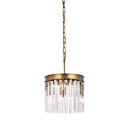 Elegant Lighting Sydney 3 Light 12" Wide Crystal Pendant Satin Gold