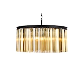 Elegant Lighting Sydney 8 Light 32" Wide Crystal Drum Chandelier with Golden Teak Royal Cut Crystals Matte Black