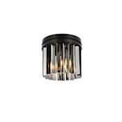 Elegant Lighting Sydney 3 Light 12" Wide Flush Mount Drum Ceiling Fixture with Silver Shade Royal Cut Crystals Matte Black