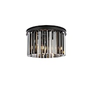 Elegant Lighting Sydney 3 Light 16" Wide Flush Mount Drum Ceiling Fixture with Silver Shade Royal Cut Crystals Matte Black