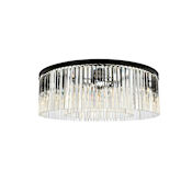 Elegant Lighting Sydney 10 Light 44" Wide Flush Mount Drum Ceiling Fixture with Clear Royal Cut Crystals Matte Black
