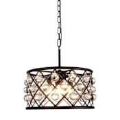 Elegant Lighting Madison 4 Light 16" Wide Crystal Pendant with Clear Royal Cut Crystals Matte Black