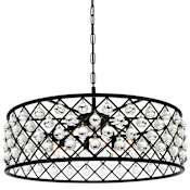 Elegant Lighting Madison 8 Light 32" Wide Crystal Drum Chandelier with Clear Royal Cut Crystals Matte Black