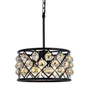 Elegant Lighting Madison 4 Light 16" Wide Crystal Pendant with Golden Teak Royal Cut Crystals Matte Black