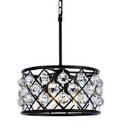 Elegant Lighting Madison 4 Light 16" Wide Crystal Pendant with Clear Royal Cut Crystals Matte Black