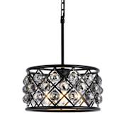 Elegant Lighting Madison 4 Light 16" Wide Crystal Pendant with Silver Shade Royal Cut Crystals Matte Black