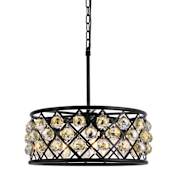 Elegant Lighting Madison 5 Light 20" Wide Crystal Drum Chandelier with Golden Teak Royal Cut Crystals Matte Black