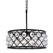 Elegant Lighting Madison 5 Light 20" Wide Crystal Drum Chandelier with Clear Royal Cut Crystals Matte Black