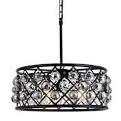 Elegant Lighting Madison 5 Light 20" Wide Crystal Drum Chandelier with Silver Shade Royal Cut Crystals Matte Black