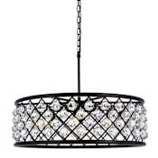 Elegant Lighting Madison 8 Light 32" Wide Crystal Drum Chandelier with Clear Royal Cut Crystals Matte Black