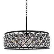 Elegant Lighting Madison 8 Light 32" Wide Crystal Drum Chandelier with Silver Shade Royal Cut Crystals Matte Black
