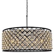 Elegant Lighting Madison 10 Light 44" Wide Crystal Drum Chandelier with Golden Teak Royal Cut Crystals Matte Black