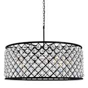 Elegant Lighting Madison 10 Light 44" Wide Crystal Drum Chandelier with Clear Royal Cut Crystals Matte Black