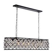 Elegant Lighting Madison 7 Light 50" Wide Crystal Linear Chandelier with Clear Royal Cut Crystals Matte Black