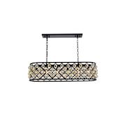 Elegant Lighting Madison 6 Light 40" Wide Crystal Linear Chandelier with Golden Teak Royal Cut Crystals Matte Black