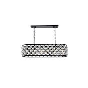 Elegant Lighting Madison 6 Light 40" Wide Crystal Linear Chandelier with Clear Royal Cut Crystals Matte Black