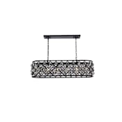 Elegant Lighting Madison 6 Light 40" Wide Crystal Linear Chandelier with Silver Shade Royal Cut Crystals Matte Black