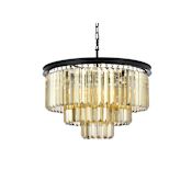 Elegant Lighting Sydney 9 Light 26" Wide Crystal Chandelier with Golden Teak Royal Cut Crystals Matte Black