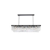 Elegant Lighting Sydney 12 Light 60" Wide Crystal Linear Chandelier with Clear Royal Cut Crystals Matte Black