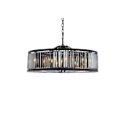 Elegant Lighting Chelsea 10 Light 44" Wide Crystal Drum Chandelier with Silver Shade Royal Cut Crystals Matte Black
