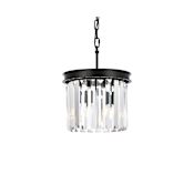 Elegant Lighting Sydney 3 Light 12" Wide Crystal Pendant with Clear Royal Cut Crystals Matte Black