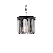 Elegant Lighting Sydney 3 Light 12" Wide Crystal Pendant with Silver Shade Royal Cut Crystals Matte Black