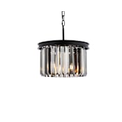 Elegant Lighting Sydney 3 Light 16" Wide Crystal Pendant with Silver Shade Royal Cut Crystals Matte Black