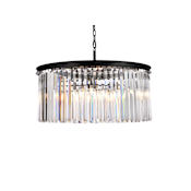 Elegant Lighting Sydney 8 Light 32" Wide Crystal Drum Chandelier with Clear Royal Cut Crystals Matte Black