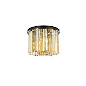 Elegant Lighting Sydney 6 Light 20" Wide Flush Mount Drum Ceiling Fixture with Golden Teak Royal Cut Crystals Matte Black