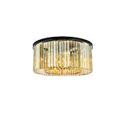 Elegant Lighting Sydney 8 Light 32" Wide Flush Mount Drum Ceiling Fixture with Golden Teak Royal Cut Crystals Matte Black