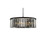 Elegant Lighting Sydney 10 Light 44" Wide Crystal Drum Chandelier with Silver Shade Royal Cut Crystals Matte Black