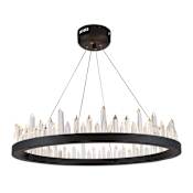 Elegant Lighting Malta 26" Wide LED Crystal Ring Chandelier with Clear Royal Cut Crystals Satin Dark Grey