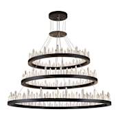 Elegant Lighting Malta 3 Light 42" Wide LED Crystal Ring Chandelier with Clear Royal Cut Crystals Satin Dark Grey