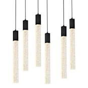 Elegant Lighting Weston 6 Light 32" Wide LED Crystal Linear Pendant with Clear Crystal Accents Black