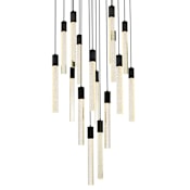 Elegant Lighting Weston 16 Light 30" Wide LED Crystal Multi Light Pendant with Clear Crystal Accents Black