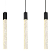 Elegant Lighting Weston 3 Light 32" Wide LED Crystal Linear Pendant with Clear Crystal Accents Black