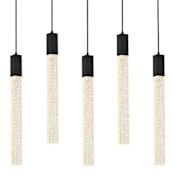 Elegant Lighting Weston 5 Light 36" Wide LED Crystal Linear Pendant with Clear Crystal Accents Black