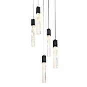 Elegant Lighting Aurora 16" Wide Crystal Multi Light Pendant Black