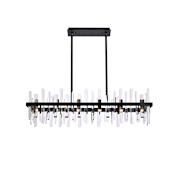 Elegant Lighting Serena 24 Light 42" Wide Crystal Linear Chandelier with Clear Crystal Accents Black