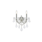 Elegant Lighting Maria Theresa 2 Light 16" Tall Wall Sconce with Clear Royal Cut Crystals Chrome