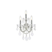 Elegant Lighting Maria Theresa 3 Light 19" Tall Wall Sconce with Clear Royal Cut Crystals Chrome