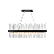 Elegant Lighting Dallas 20 Light 36" Wide Crystal Linear Chandelier with Clear Royal Cut Crystals Black
