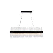 Elegant Lighting Dallas 24 Light 42" Wide Crystal Linear Chandelier with Clear Crystal Accents Black