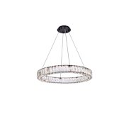 Elegant Lighting Monroe 26" Wide LED Crystal Ring Chandelier with Clear Crystal Accents Black
