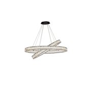 Elegant Lighting Monroe 2 Light 41" Wide LED Crystal Ring Chandelier with Clear Royal Cut Crystals Black