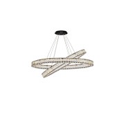 Elegant Lighting Monroe 2 Light 48" Wide LED Crystal Ring Chandelier with Clear Royal Cut Crystals Black